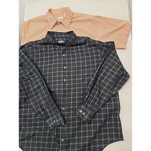 Lot Of 2 Van Heusen Dress Shirt Mens 2XL 1 Long Sleeve 1 Short Sleeve